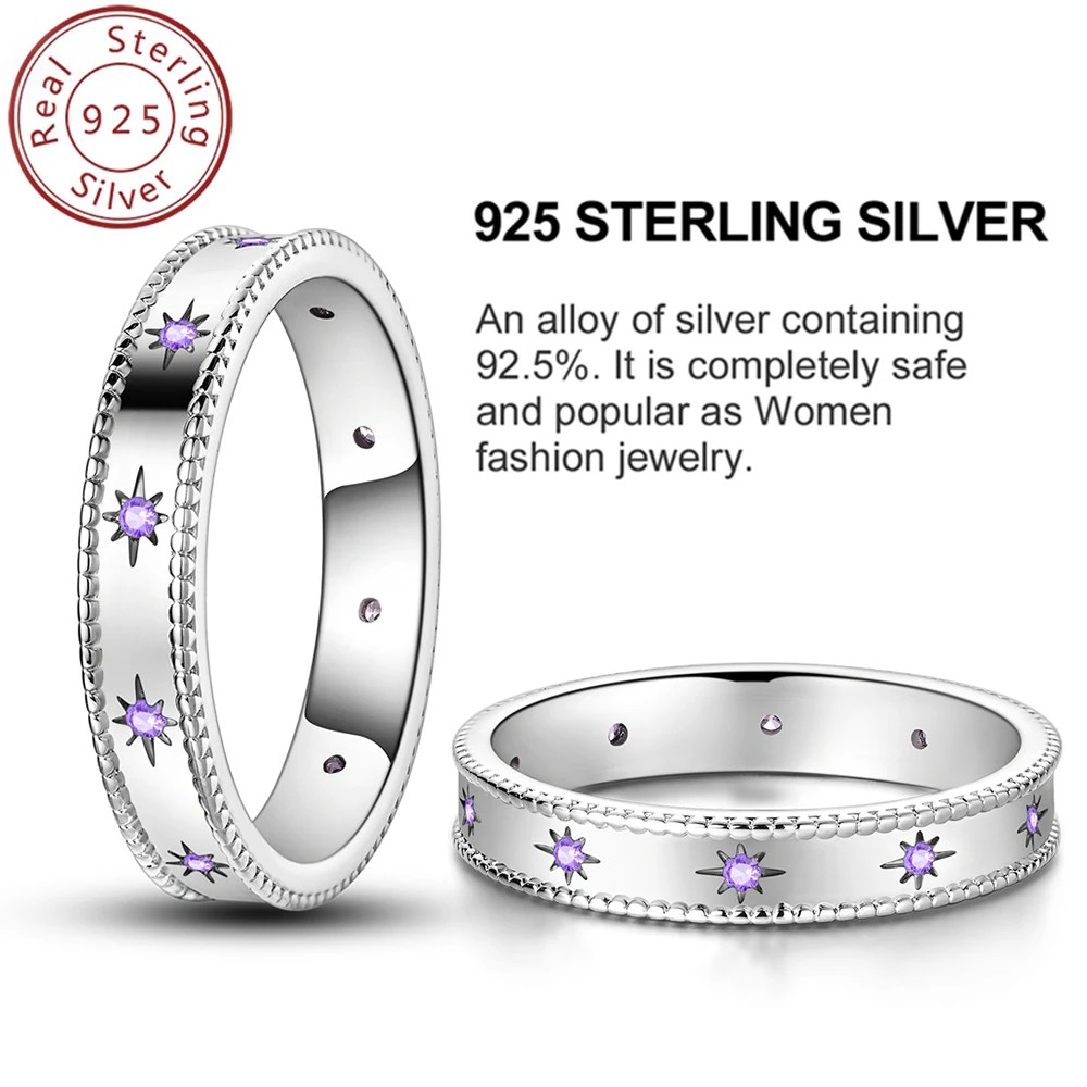 925 silver dewdrop zircon sparkling night star couple ring 1 piece women's fashionable romantic creative couple holiday versatil