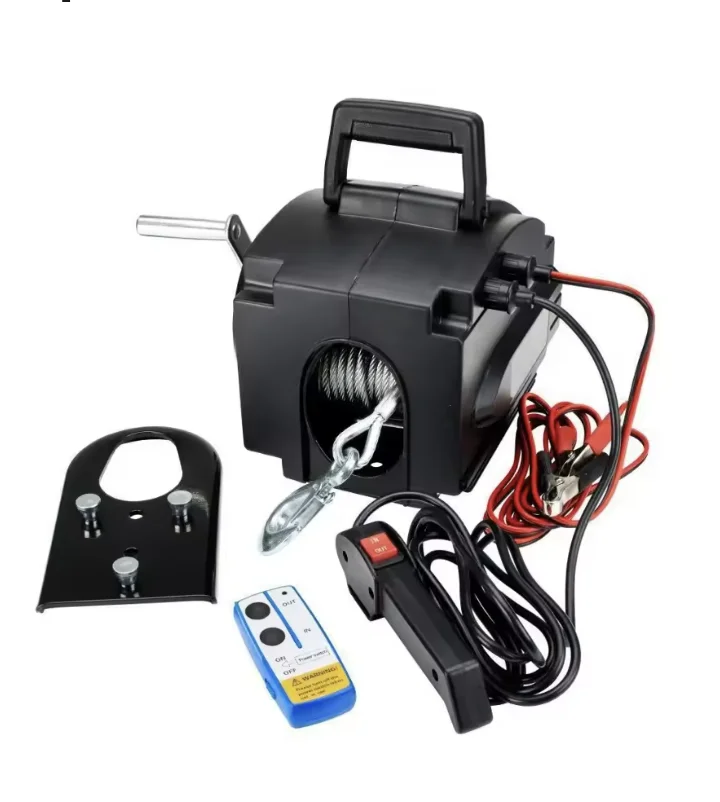 12V 3500lbs Portable Marine Yacht Electric Winch Small Crane Tractor Marine Electric Winch Wireless Remote Control