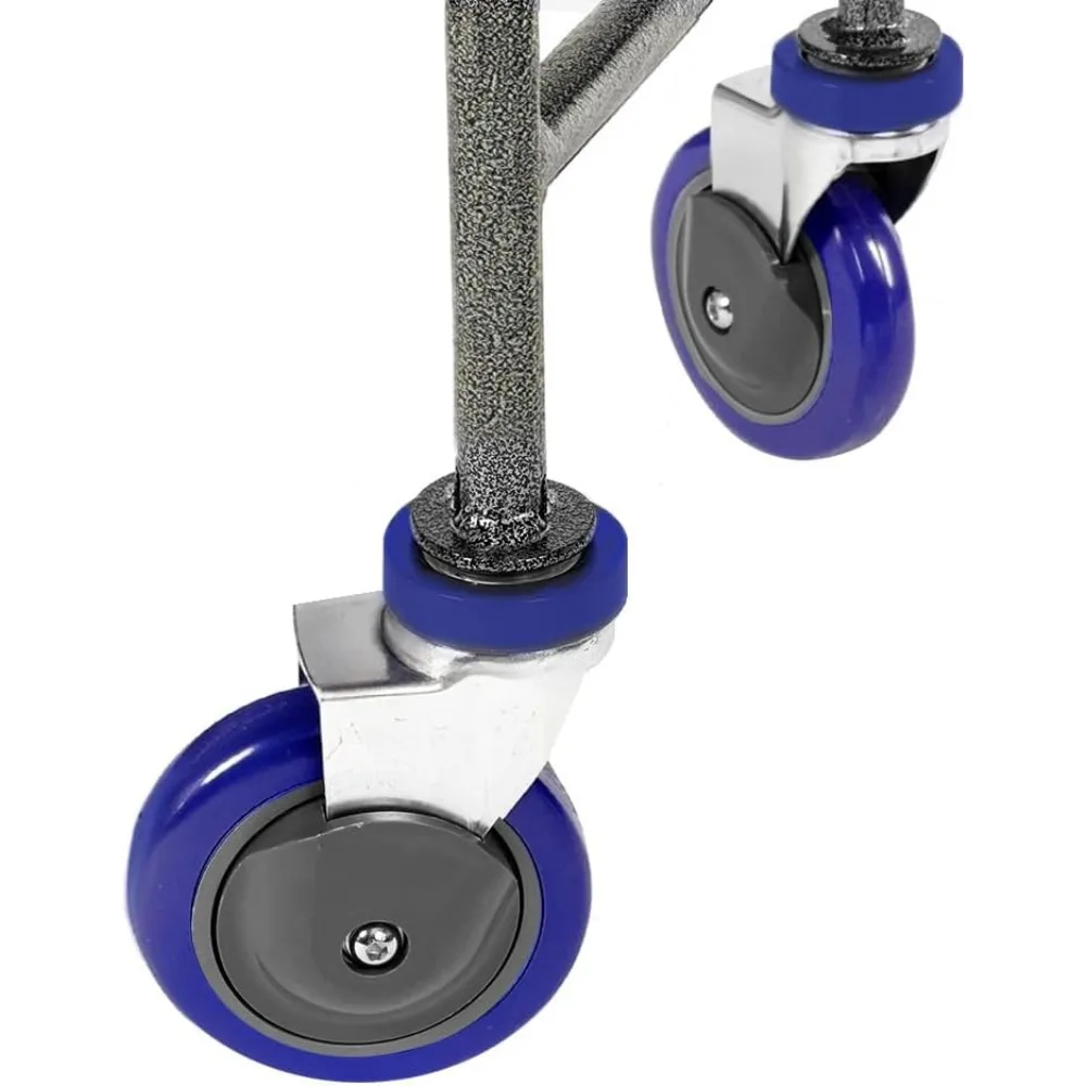 Laundry Cart with Wheels, Metal Wire Basket, Heavy Duty Utility Cart (Blue)