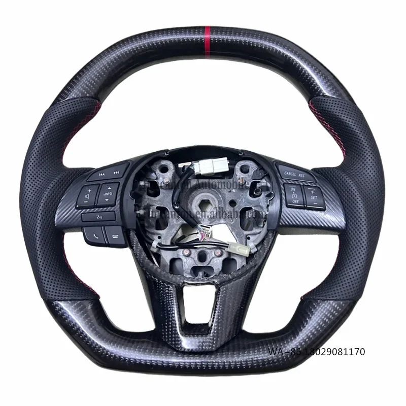 Newest Design Quality Assurance Carbon Fiber Perforated Leather Steering Wheel for AXELA Car Steering Wheel