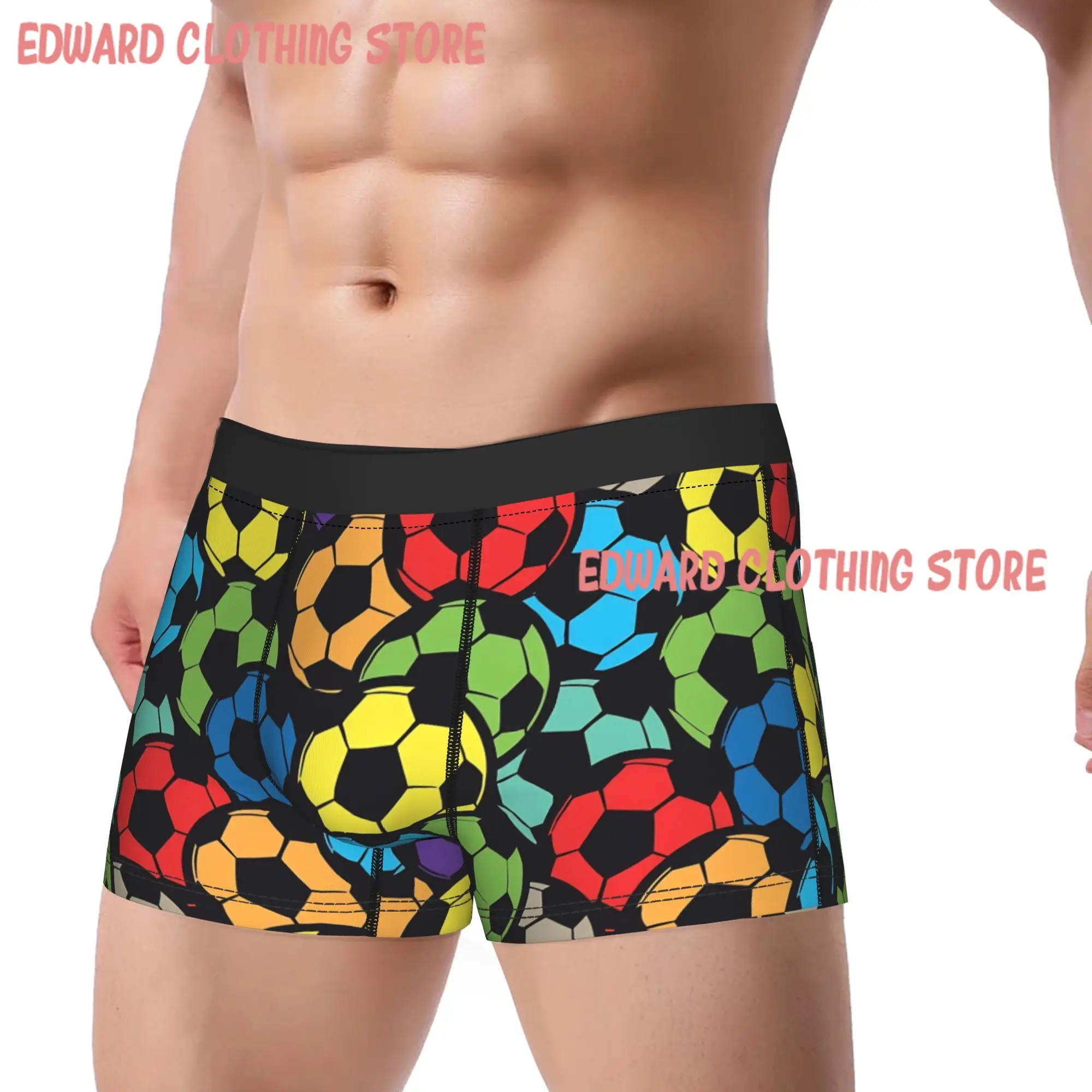 Soccer Ball Game Pattern Balls Sport Shorts Briefs  Underwear High Quality Men's Comfortable Trunk Custom DIY Plus Size Panties