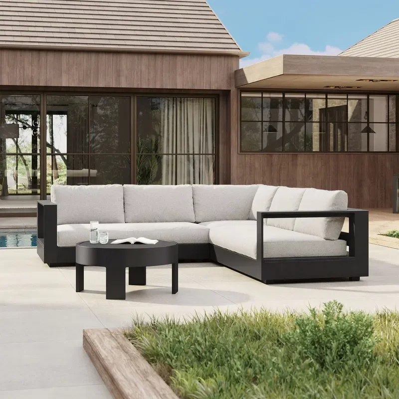Modern Outdoor Aluminum Furniture Customizable Sofa Combination Set for Pool Beach Hotel Villa Living Room Use