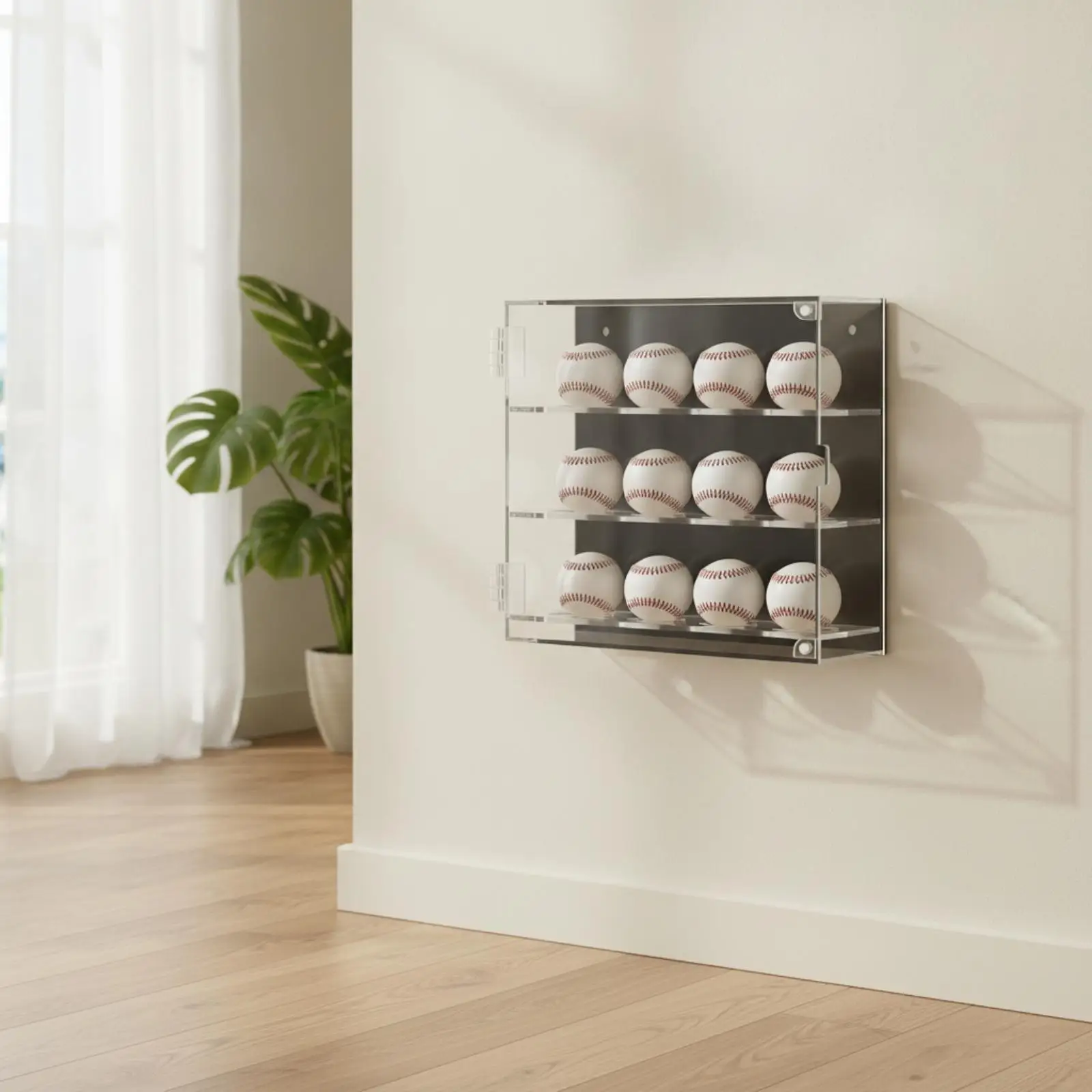 Baseball Display Case with Attractive Cover Clear Organizer Lightweight view 2