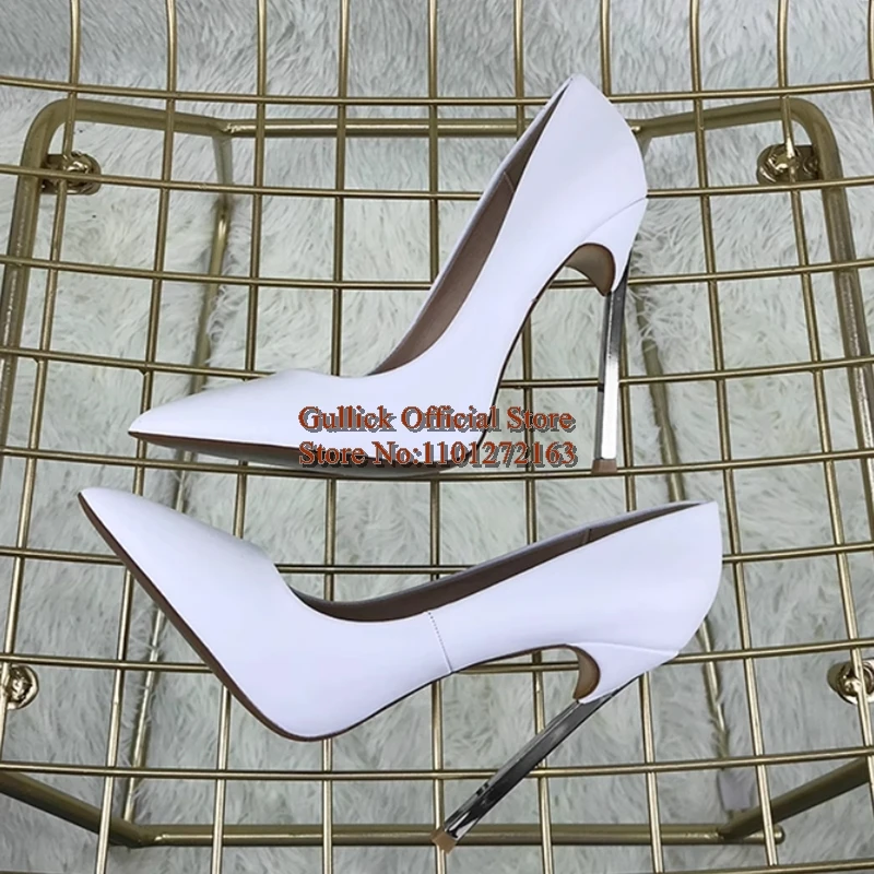الحديثة بولي Leather الجلود الانزلاق على النساء مضخات أبيض أسود فضي خنجر عالية الكعب فستان الحفلات الضحلة الأحذية النسائية #2
