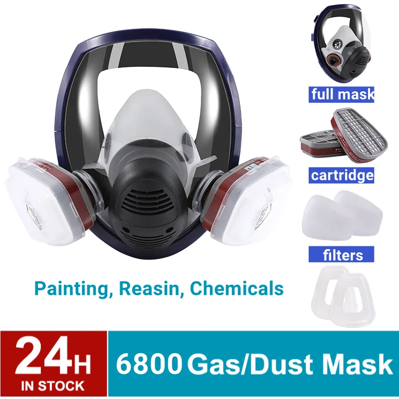 

Painting Gas Mask Respirator 6800 with Carbon Filters Cartridge Large View Full Protective Screen Hooded Chemical Organic Gases