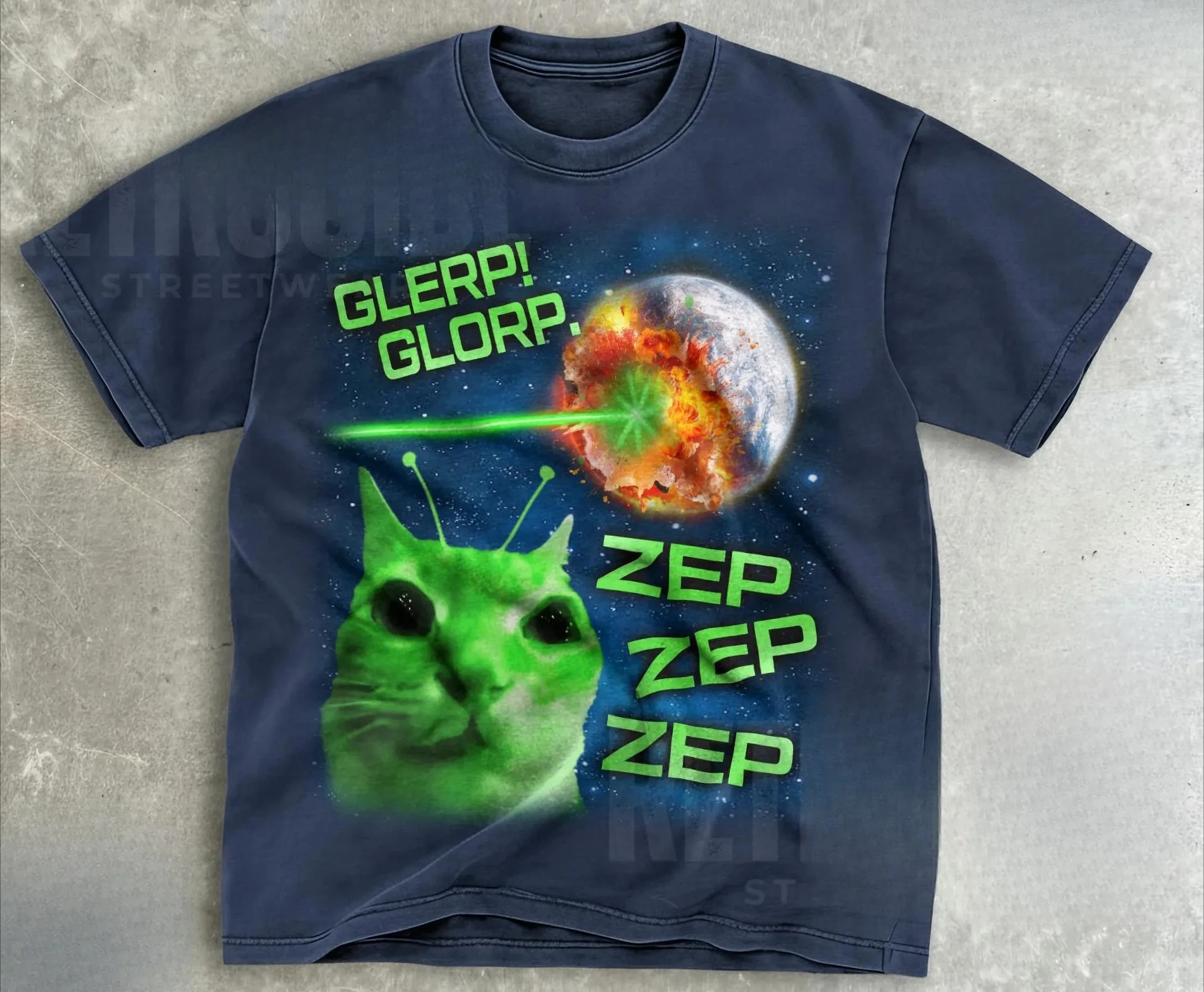 Glerp Glorp Funny Alien Cat Meme Tee Shirt Gift for Woman and Man,Brainrot T-shirt,Weird Shirts,Memes Tshirt,Silly Cats Tee