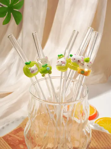 1/3/6Pcs Vibrant Animal Shaped Glass Straws, Perfect Party Decor & Presents for Themed Birthdays
