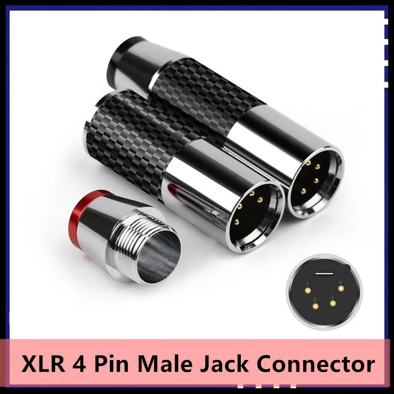 

Speaker XLR MINI Plug 4 Pin XLR Male Adapter Carbon Fiber Cannon Microphone Mixer Amplifier Balance Audio Jack Connector