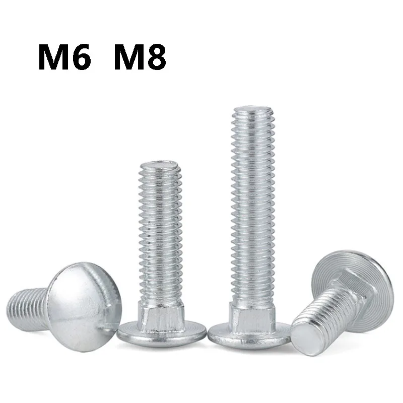 5~50Pcs Carbon Steel Zinc Plated Round Head Square Neck Screw M6 M8 Truss Round Head Carriage Bolts Coach Bolt