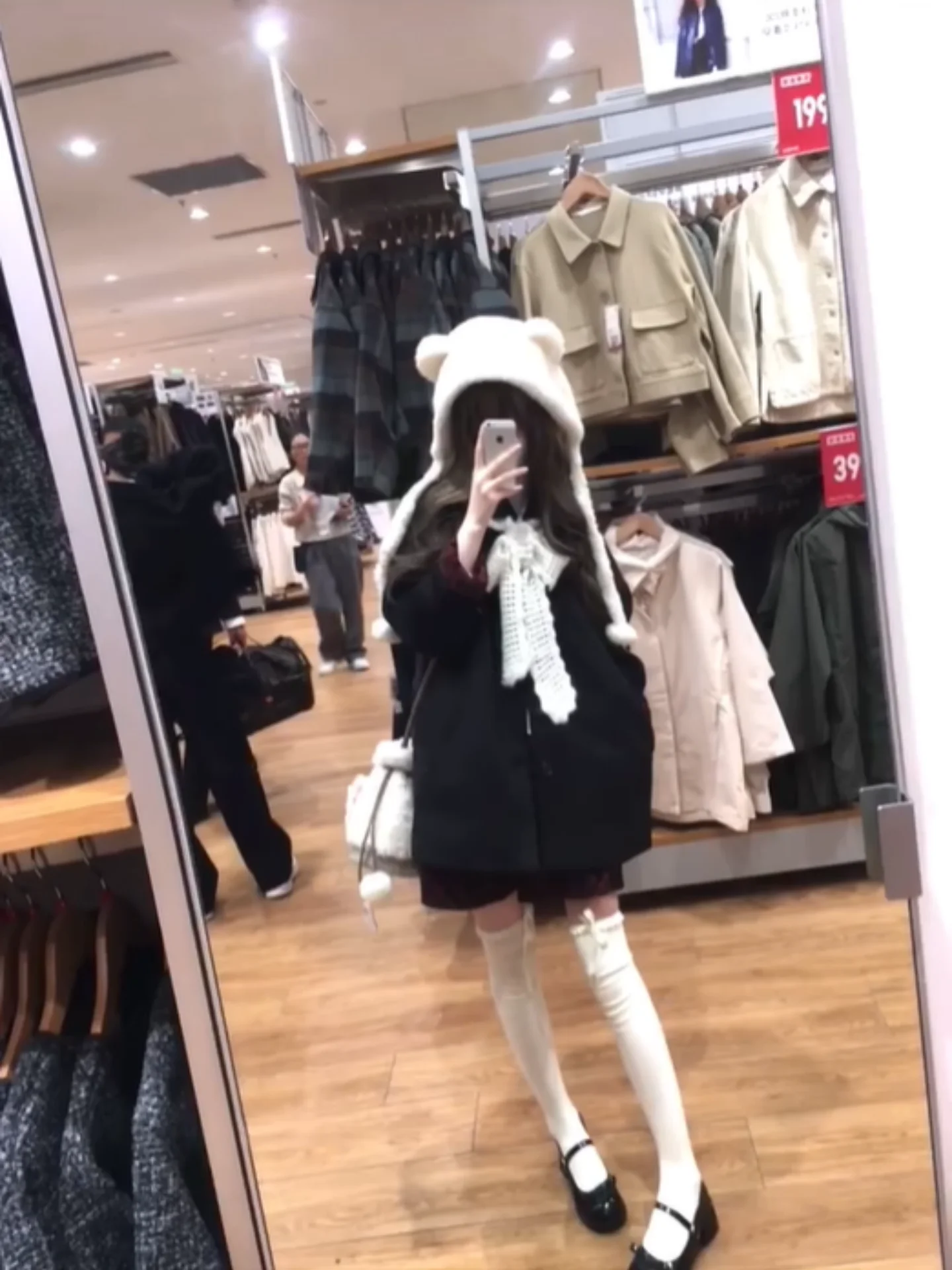 

Warm Woolen Plaid Cotton Insert Sve Coat And ort Skirt Set for Women with Doll Collar Long Sve Fitted Spring Autumn Wear