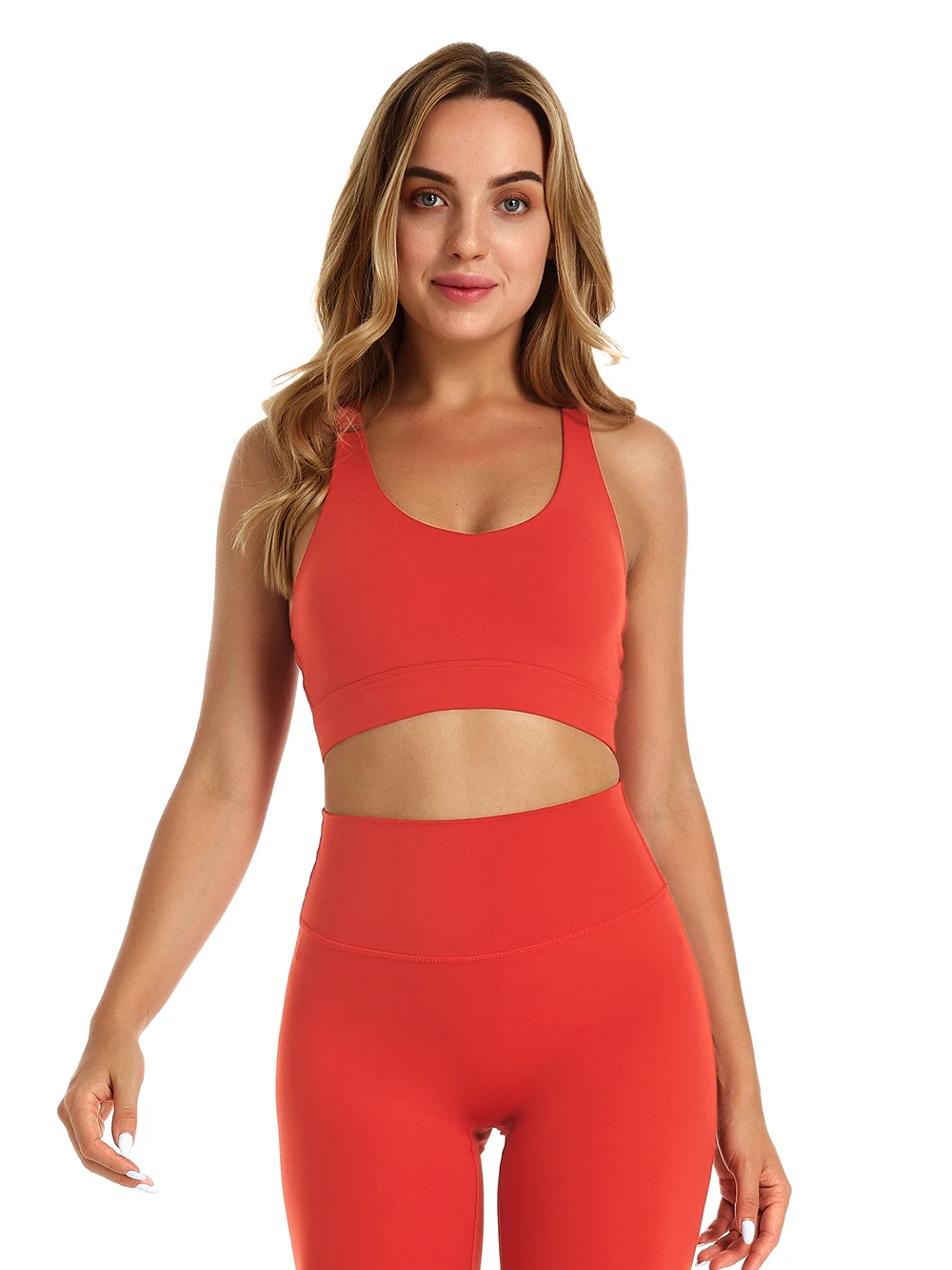 NEPOAGYM − Soutien-gorge de sport pour femmes, doux, moyen, push-up, entraînement, découpe dans le dos, haut de course