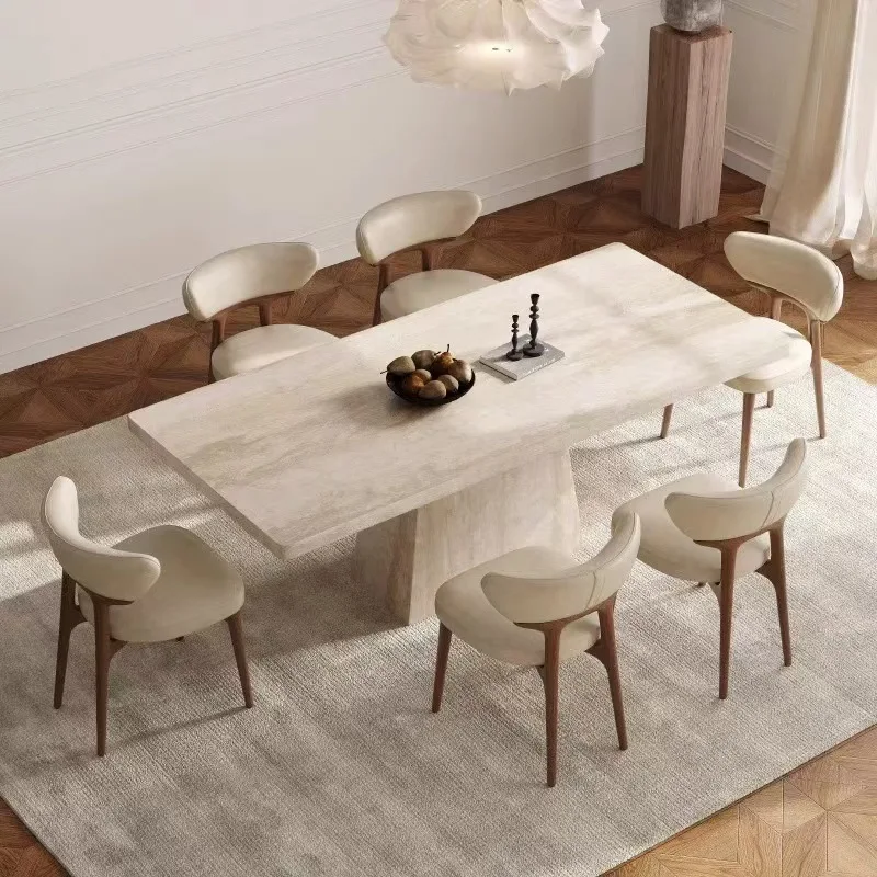 

Обеденные столы из французской каменной плиты, современный минималистичный высококачественный прямоугольный обеденный стол, дизайнерская мебель для дома для столовой FYDT