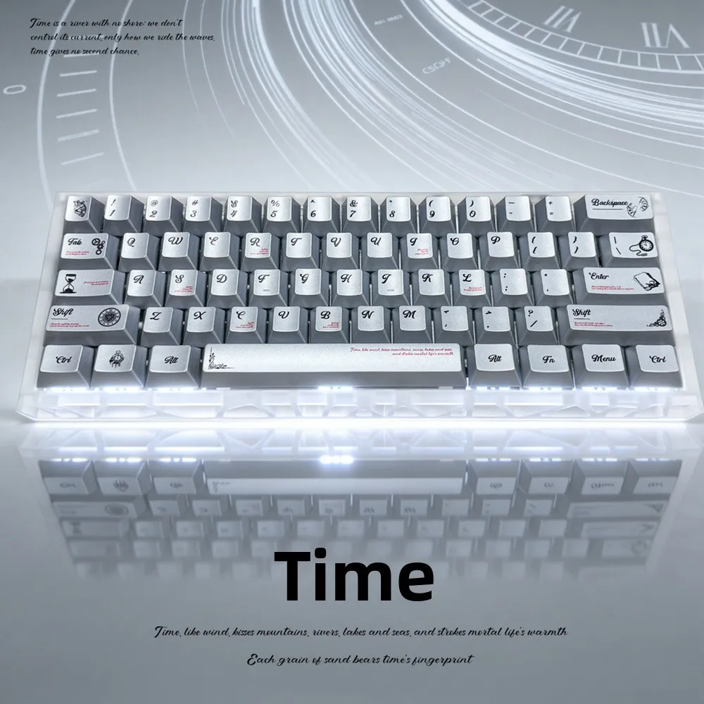 

Time Style Metallic Paint OEM Profile PBT Keycaps for Mechanical Keyboard 61/68/87/104 Keys