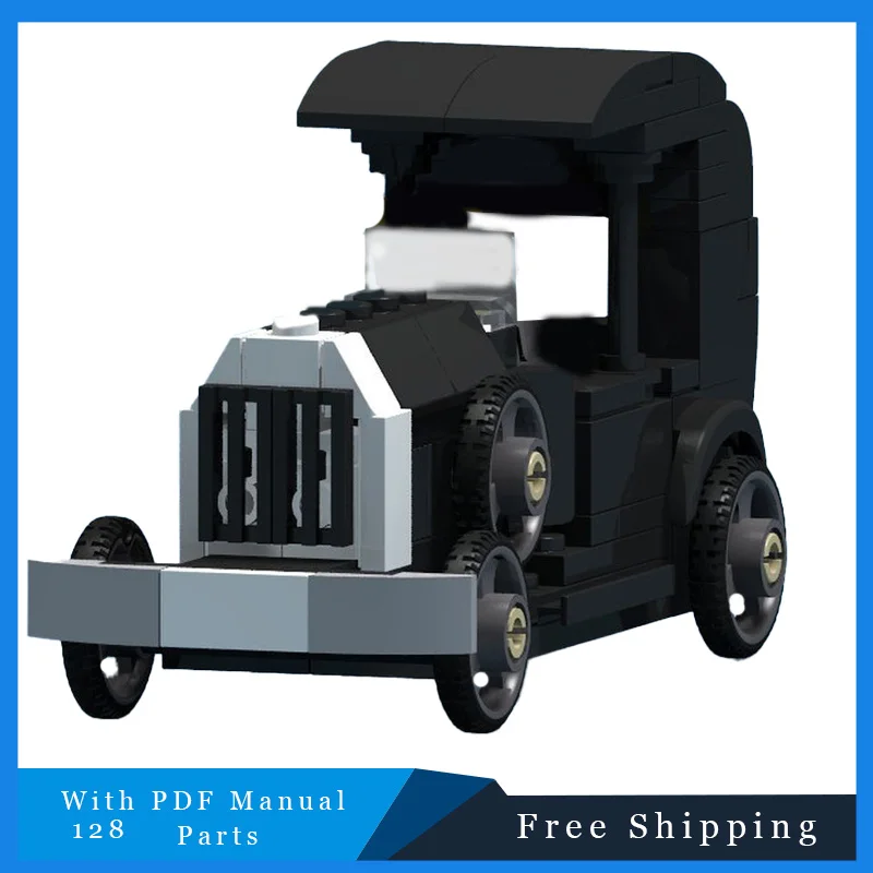 

Hot 128PCS Black Vintage Car Modular Building Blocks Model For Kid Education DIY Assembly Display Toy Birthday Christmas Gifts