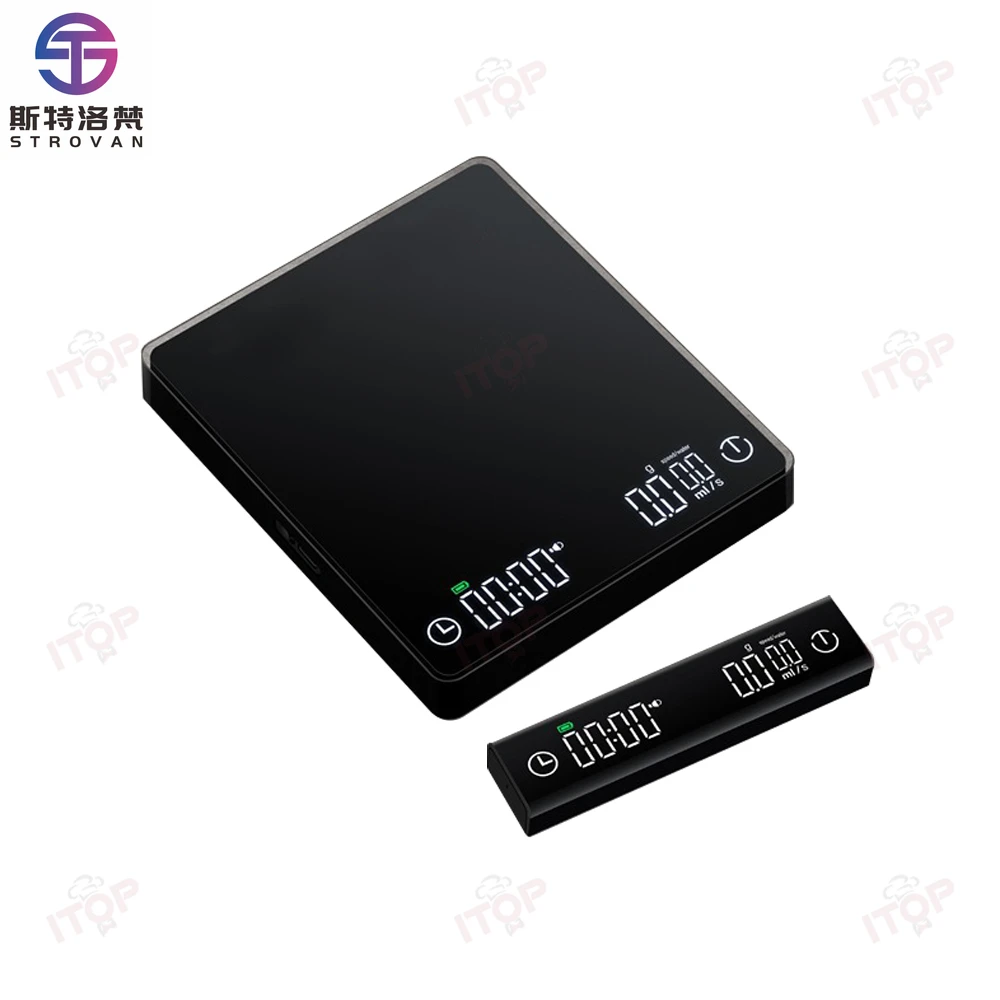 STLF JW 3kg 흑백 미니멀리스트 디자인 미니 사이즈 LED 디스플레이 타이머 커피 전자 저울 디지털 분리형 커피 저울