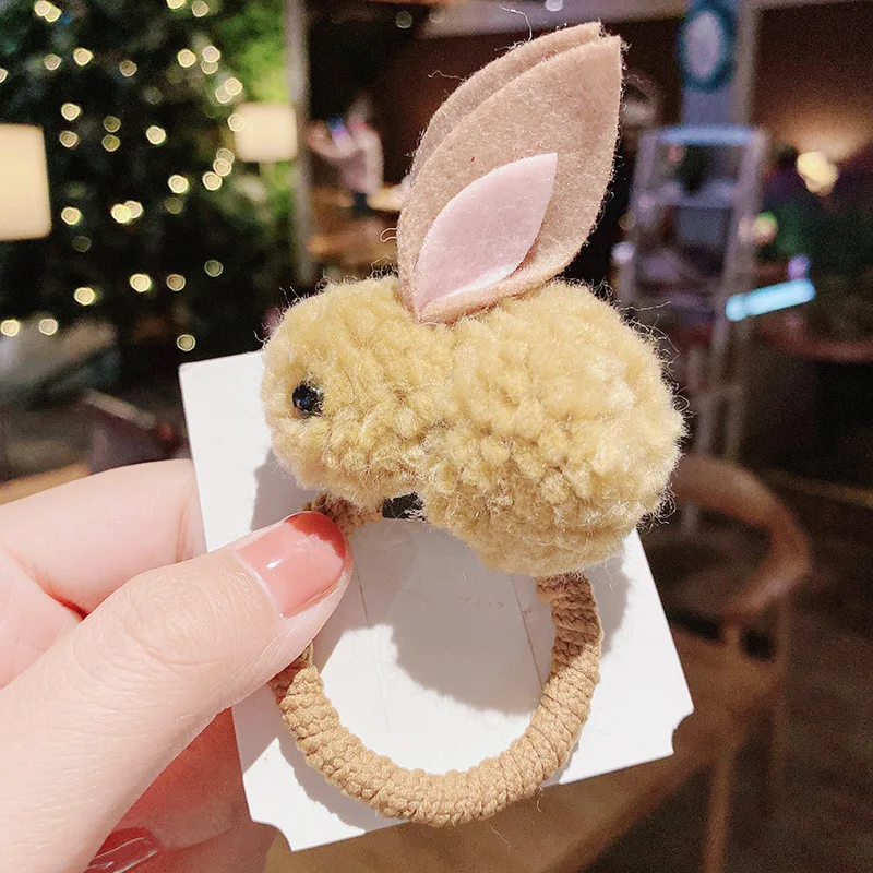 Cute Plush Rabbit Hair Rope for Children Plush Rabbit Hair Clip Hairband Hair Accessories