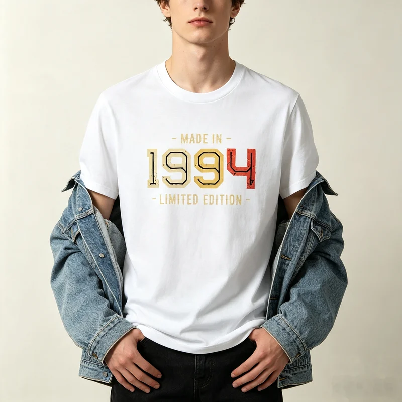 Made in 1994 Shirt Vintage Graphic Tee Retro Birth Year T-Shirt Casual Unisex Top with Classic 1994 Number for Birthday and Ever