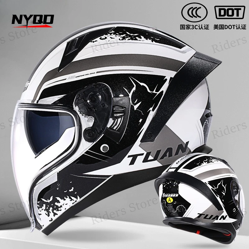 

Мотоциклетный шлем-модуляр с двойным визором, откидной, с защитой от запотевания и УФ-излучения, для мужчин и женщин, DOT 2026