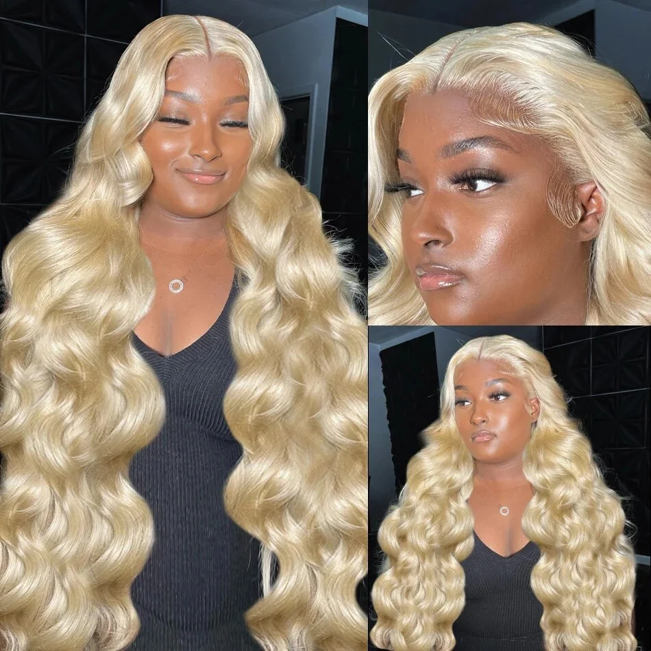 613 Blonde Gekleurde Body Wave Volledige Frontale HD Transparant 13x4 13x6 Kant Menselijk Haar Pruiken Lace Front Pruiken Voor Vrouwen 34 36 Inch