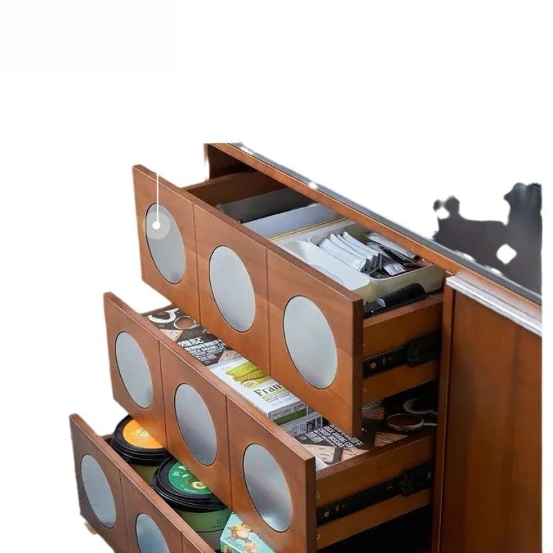 Storage vertical cabinet Household tea cabinet Simple solid wood dust cabinet