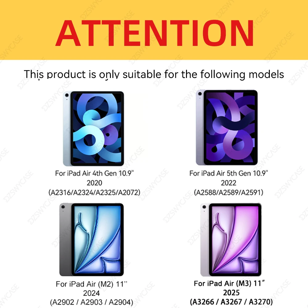 Capa para iPad Air 11 polegadas M3/M2 (2025/2024), iPad Air 5/4 (2022/2020 5a/4a geração 10,9 polegadas), com capa porta-lápis