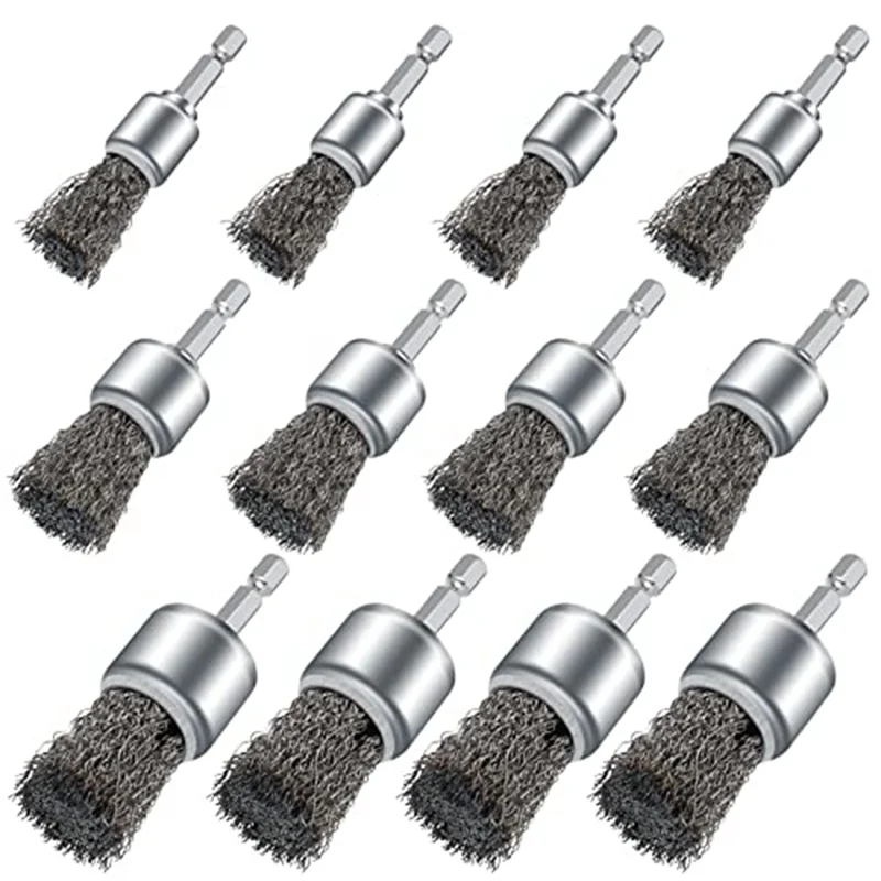 12PCS Wire Brush Wheel for Drill, Wire Wheel Cup Brushes for Drill Paint Surface Rust Removal and Small Spaces