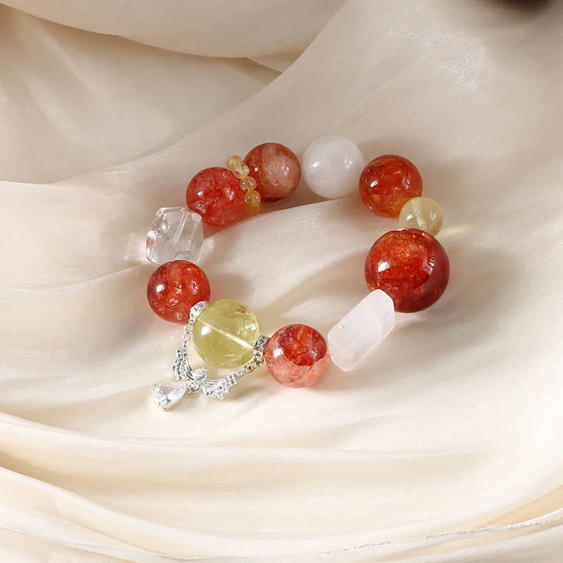 Exquisite 22mm Multicolor Crystal Natural Stone CZ Zircon Water Drop Tassel Elastic Strand Bracelets for Women Wholesale