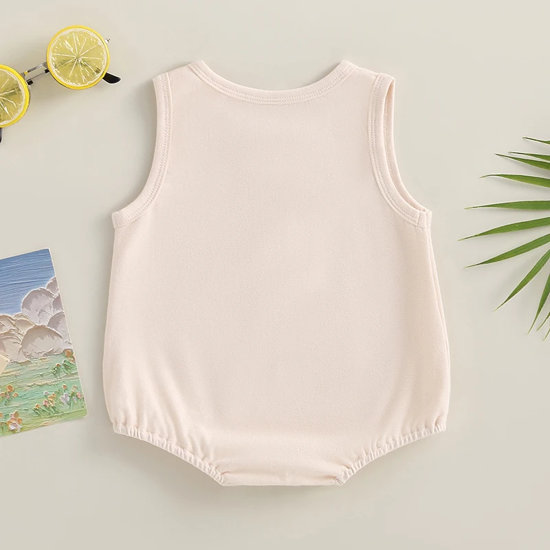 Infant Baby Boy Girl Bubble Romper Basic Solid Color Sleeveless Cotton Bodysuit Oversized Summer Bodysuits Outfit 2023