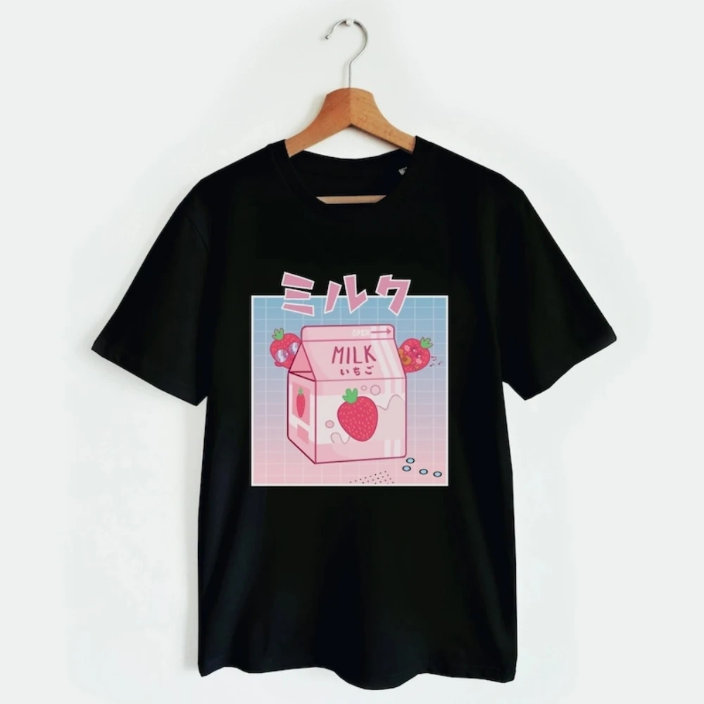 90s Japanese Aesthetic T-shirt Kawaii Anime Strawberry Milk Shake Shirt T-shirt for Japan Lovers Cute Gift for Anime Fan