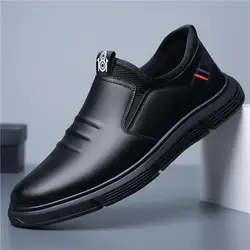 Classic Leather Shoes for Men Slip on Pointed Toe Oxfords Formal Wedding Party Office Business Casual Dress Shoes for Male