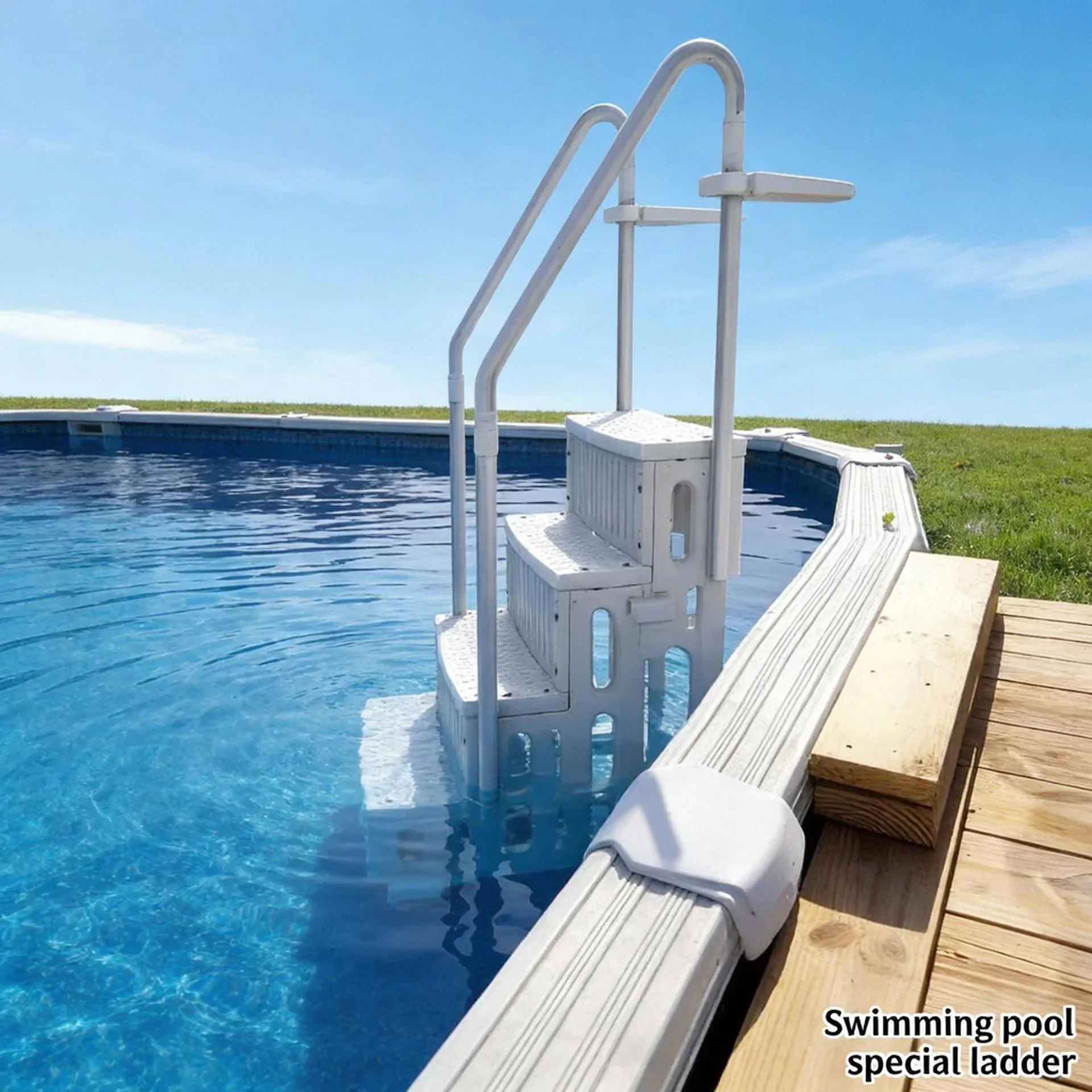 4-Step Non-Slip Plastic Pool Ladder Classic Style Above-Ground Swimming Pool Accessory