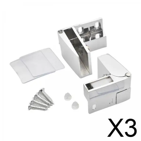 

3x Glass Door Hinge, Cabinet Hinges, Heavy Duty Closure with Screws, Mounted Hardware for Closet Cabinet