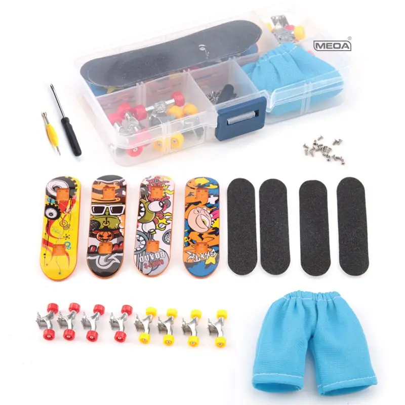 Mini Self Assemble Metal Bridge Finger Skateboard Frosted Surface Random Pattern DIY  Unassembled Fingerboards Kids Toy Gift