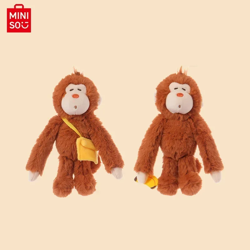 Série Miniso-Malou Brinquedos de pelúcia para meninas, pingente de macaco de mão longa, mini sacola de banana, personalidade divertida, presentes de aniversário surpresa