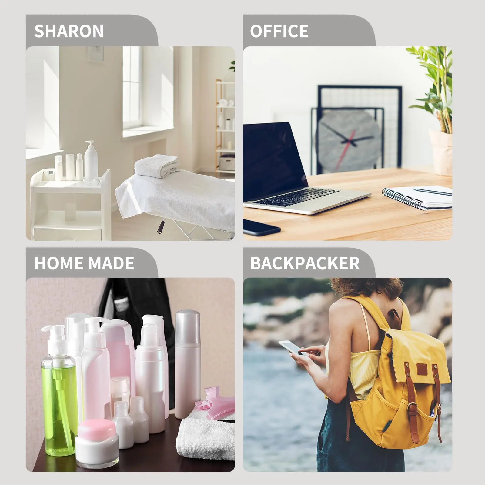 4 Pcs Liquid Toiletry Container 250ML Squeeze Bottles with Flip Cap Empty Plastic Transparent Bottle for Shampoo Conditioner