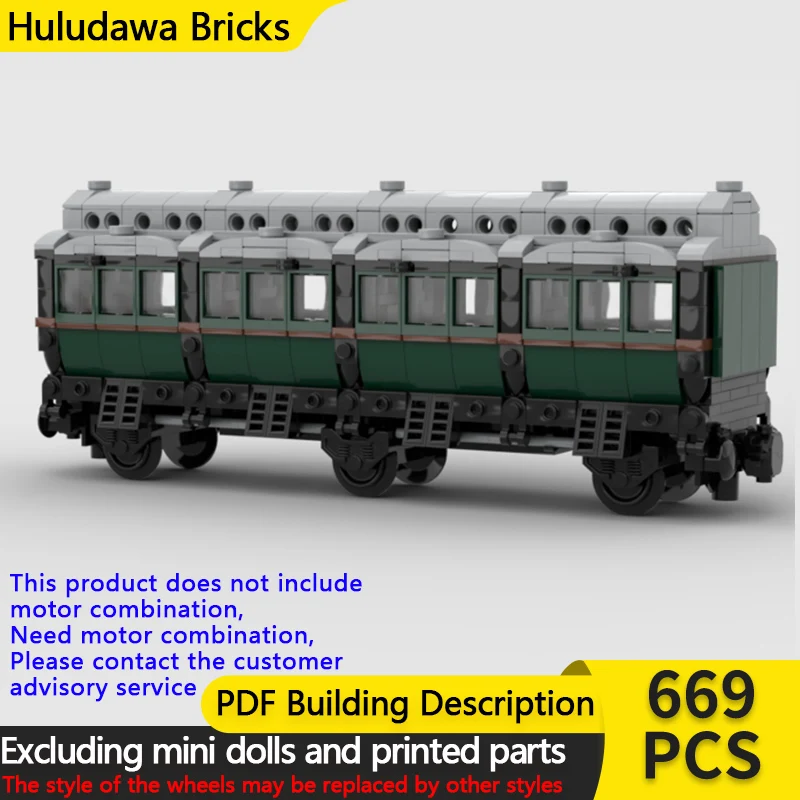 

City Car Model MOC Building Bricks Old Train Passenger Carriage Modular Technology Children Holiday Gifts Assemble Toys Suit
