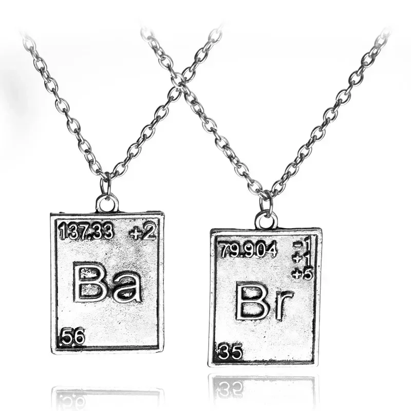 Simplicity Personality Minimalist Lifeless Poison Master Chemical Symbol Br Ba Pendant Brother Couple Necklace Jewelry Wholesale