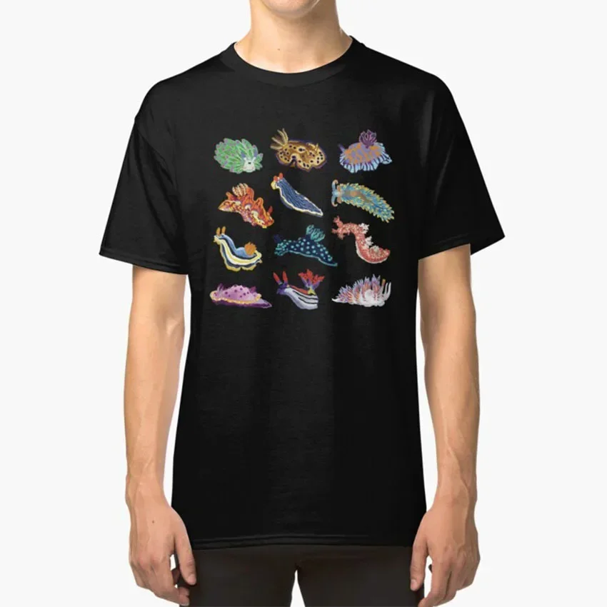 men clothing  harajuku Nudie Cuties T-  Sea Slug Nudibranch Biology Marine Biology Colorful Rainbow Infographic Blue Sea Ocean - view 2