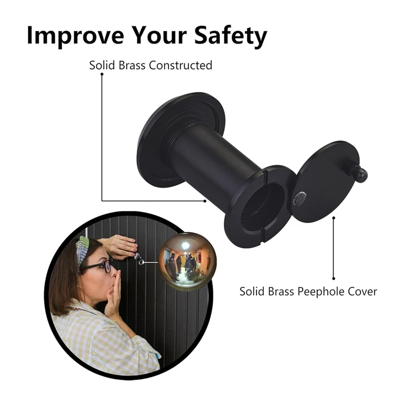 220-Degree Solid Peep Holes For Door With 16Mm Drill Bit,0.63In Door Peephole For Door Thick From 1-3/8Inch To 2-1/6Inch