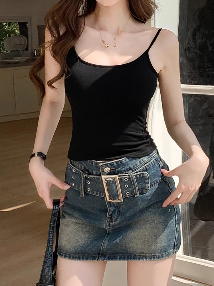 

White Strapl One-Piece Vest Women Summer Outdoor Wear Beautiful Ba Bra Base Layer Svel Small Size Top