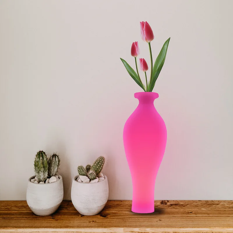 Dining Table Decoration Vase For Artificial Flowers, D26*68cm,Plastic  Vintage Vase With LED Lighting, Home Decorations,Riq-F68