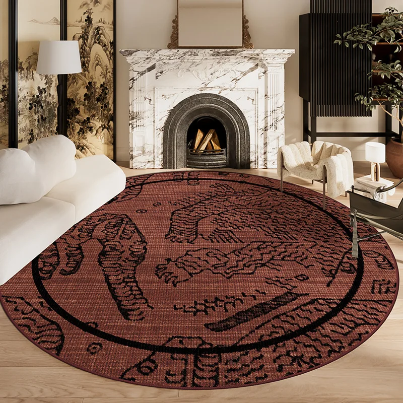 retro-chinese-style-dark-red-round-carpets-living-room-tiger-pattern-american-sofa-area-chair-non-slip-floor-mat-bedroom-rugs