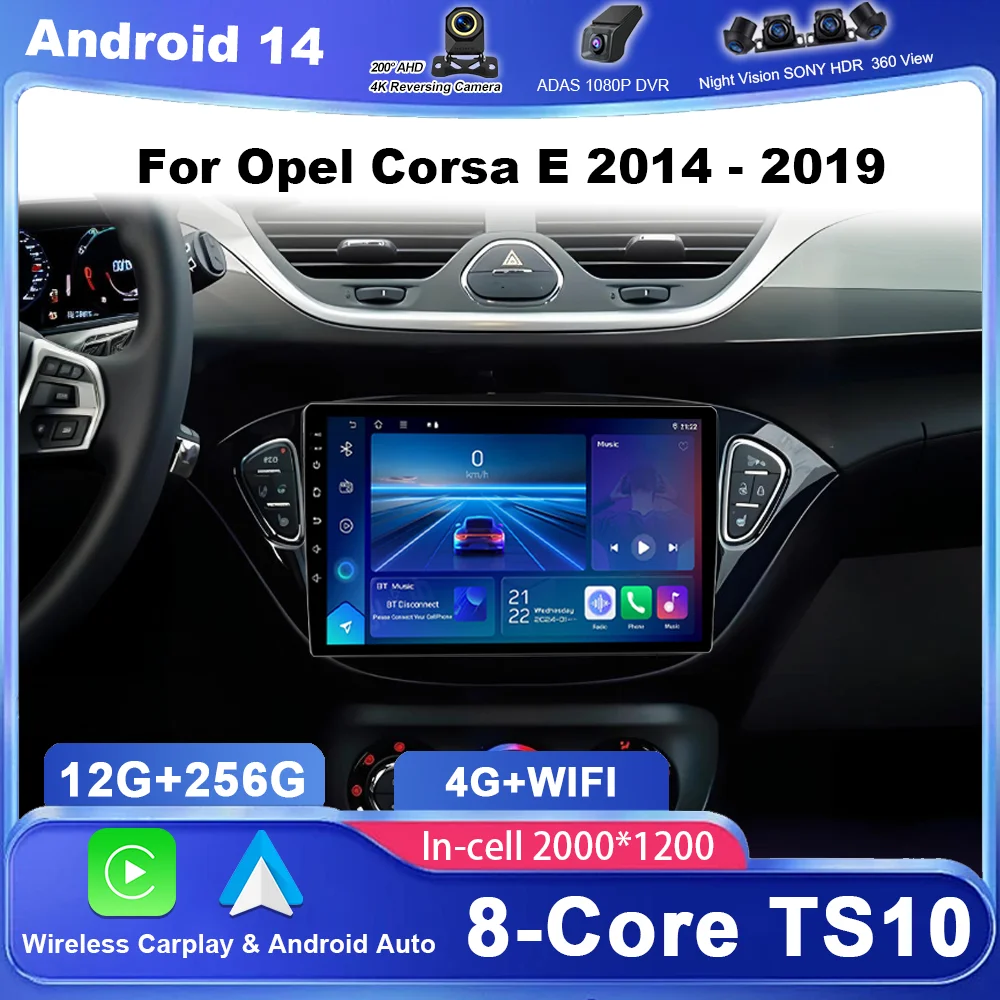 

Car Radio Multimedia Player For Opel Corsa E 2014 2015 - 2019 Auto GPS Navigation Carplay Auto Stereo Monitor BT WIFI 2din DVD