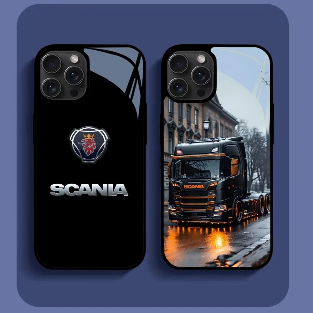 L-Luxury Truck Car S-scaniaes Car Phone Case For iPhone16 15 14 13 12 11 Pro Xs Max Mini XR X 7 8 Plus luxury Mirror Hard Funda