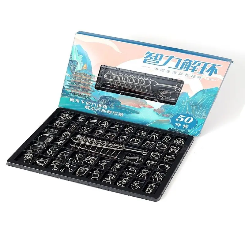 Nine-link set, ontgrendel de ring, intelligentiegesp Luban-slot, decompressie voor kinderen, educatief speelgoed voor volwassenen, Kongming-slot,