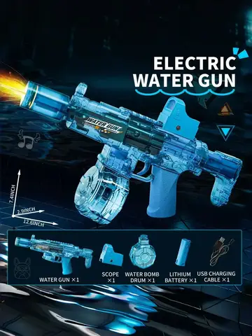 Simulated Firing and Recoil Electric Water Gun Toys Children Automatic Sensor Lights Water Pistol Summer Outdoor Beach Kids Toy