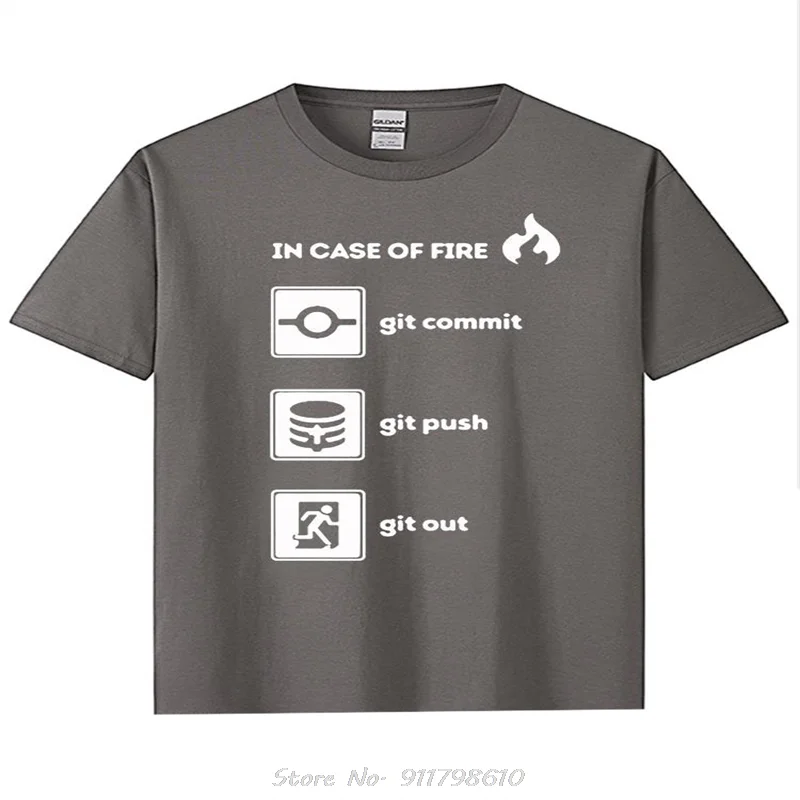 الصيف القطن أعلى جودة مضحك مبرمج قميص-في حالة النار Git Commit دفع خارج الجرافيك تي شيرت الاتحاد الأوروبي حجم اللياقة البدنية تي شيرت #4