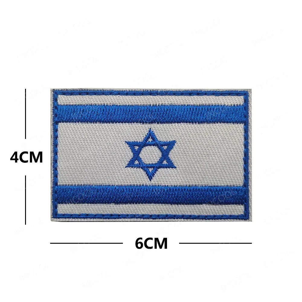 Reflective Israeli Israel Embroidered Flag Patches Green PVC Rubber Double Sword Appliqued Patch For Clothing Backpack - view 4