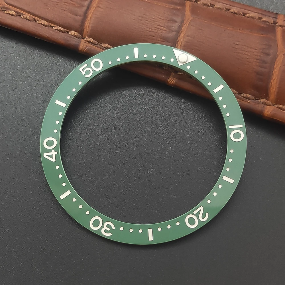 Edelstahl-Flachkeramik-Lünette, 38 mm, kompatibel mit SKX007/SKX009, Lünettenmaß 38 mm × 31,5 mm, Uhren-Ersatzteile.