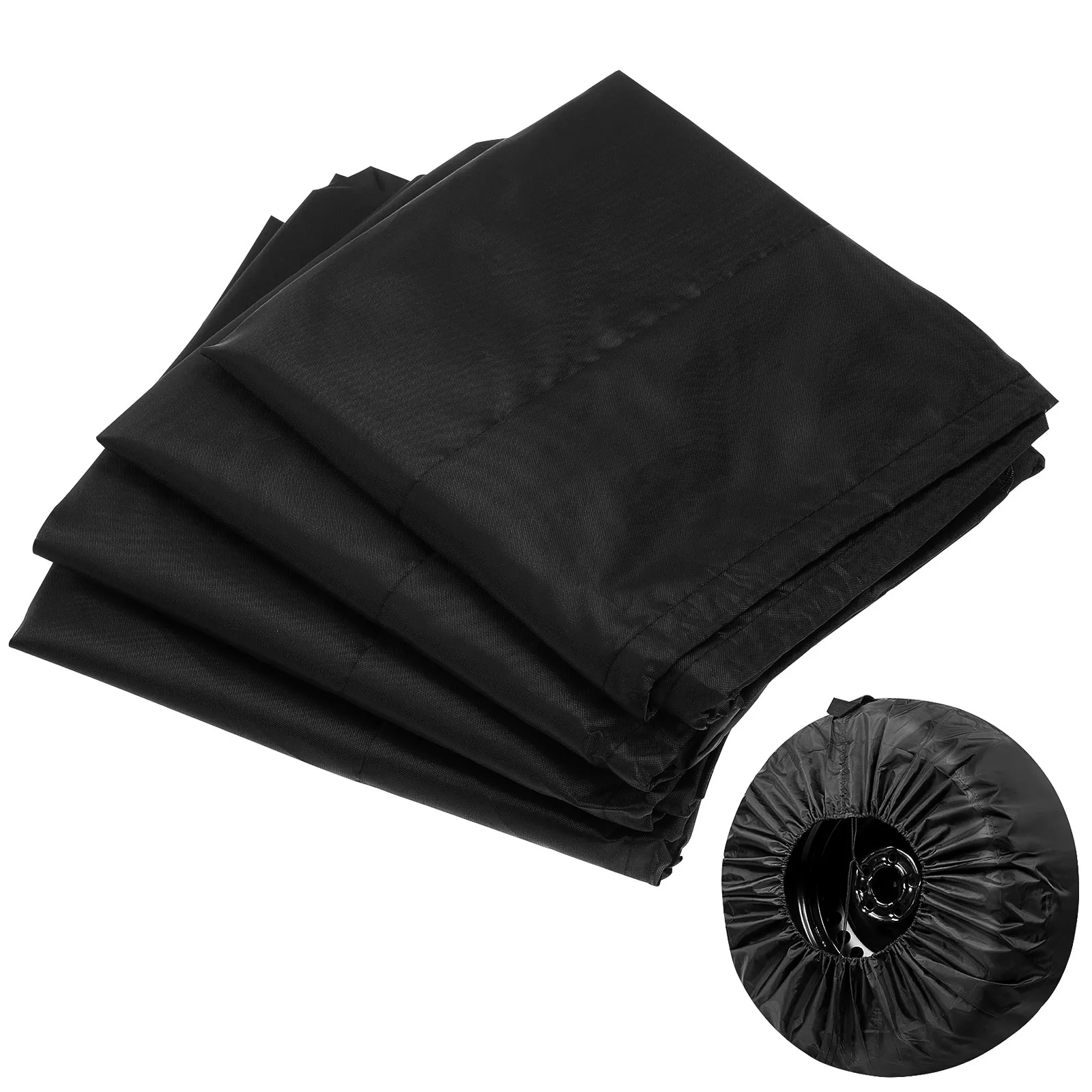 

4Pcs Auto Spare Tire Cover Oxford Cloth Lightweight Weatherproof Tire Sun Block Cover Easy Install Protective Sleeve